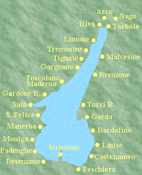 Lake Garda map with Links to all Towns